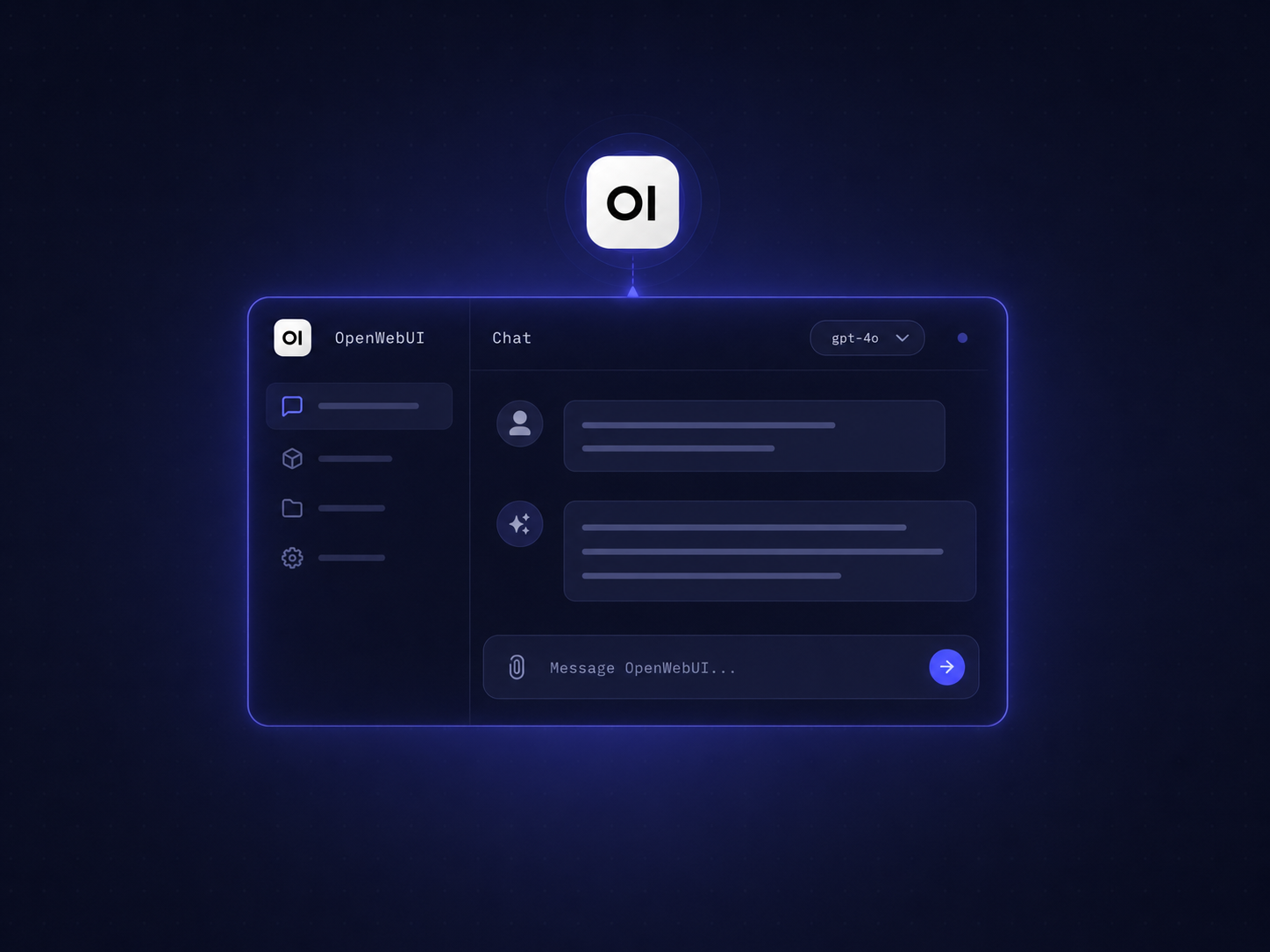 Open WebUI self-hosted chat interface running a private AI model